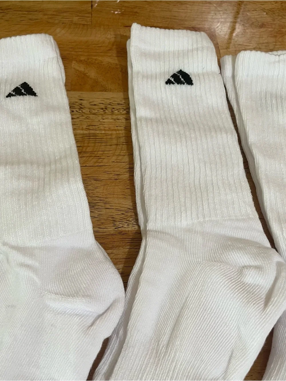 adidas White Crew Athletic Socks with Black Logo - 6 Pack